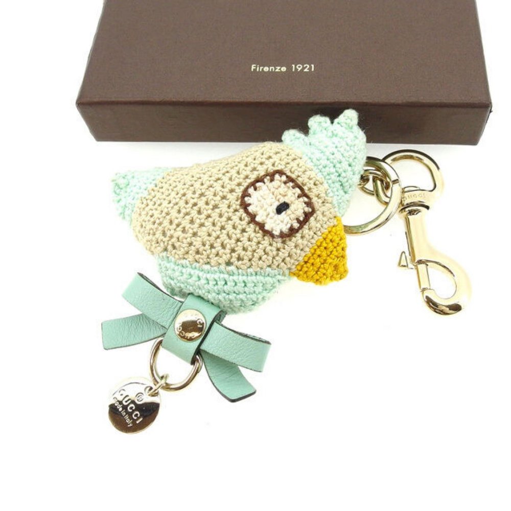 AUTH  Gucci key ring Key holder Beige Green Woman